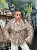Veste grand col frange poche