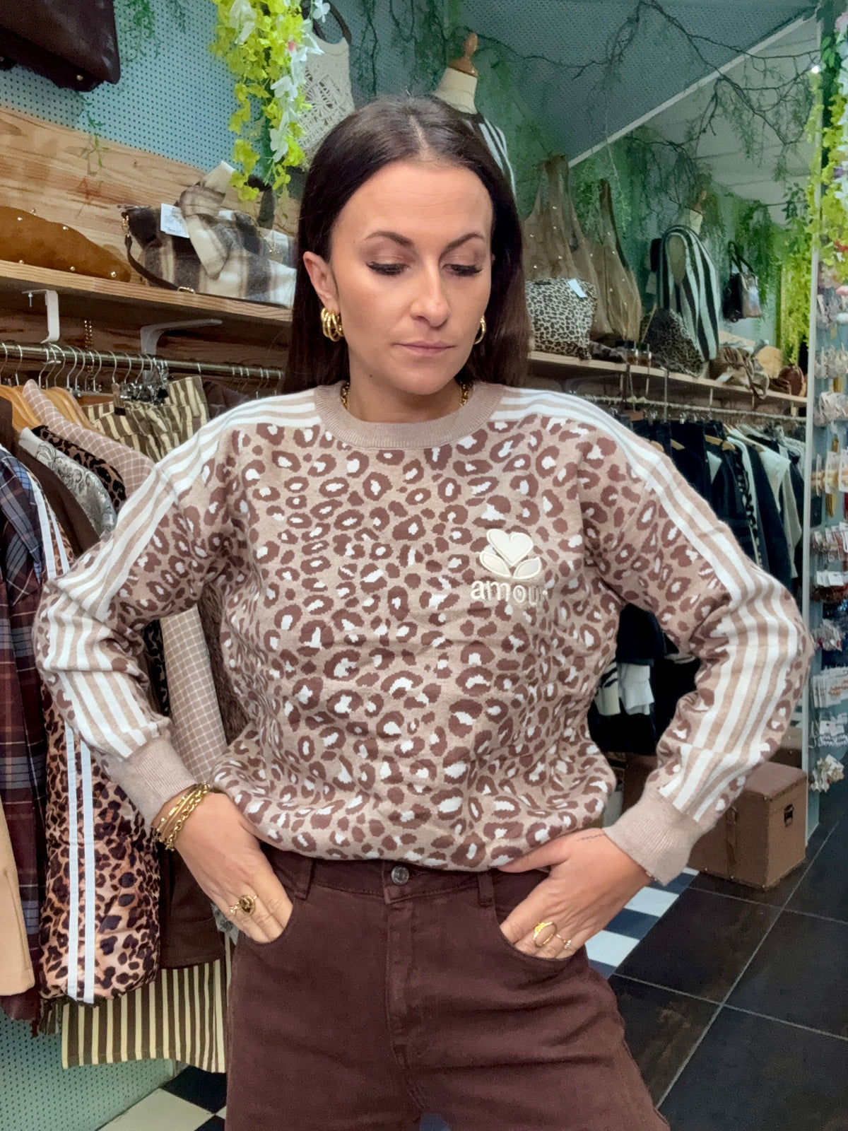 SWEAT LEOPARD BANDE AMOUR