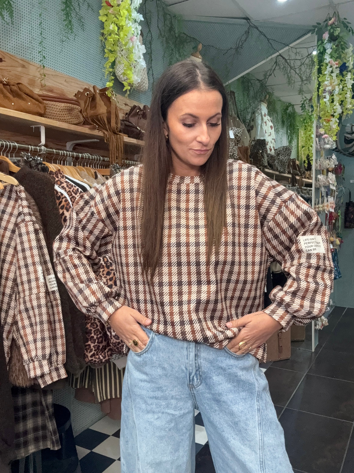 Pull oversize carreaux