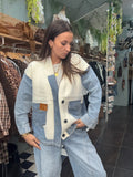 Gilet oversize en maille et denim