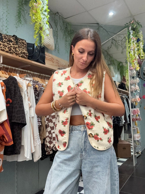Gilet Teddy Fleur - Aura Divine